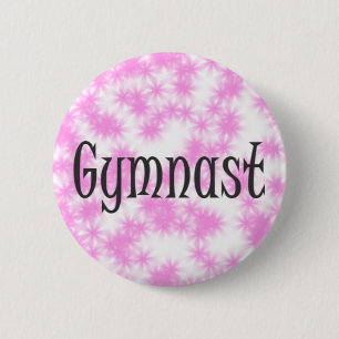 Gymnast Pink and White Pinback Button
