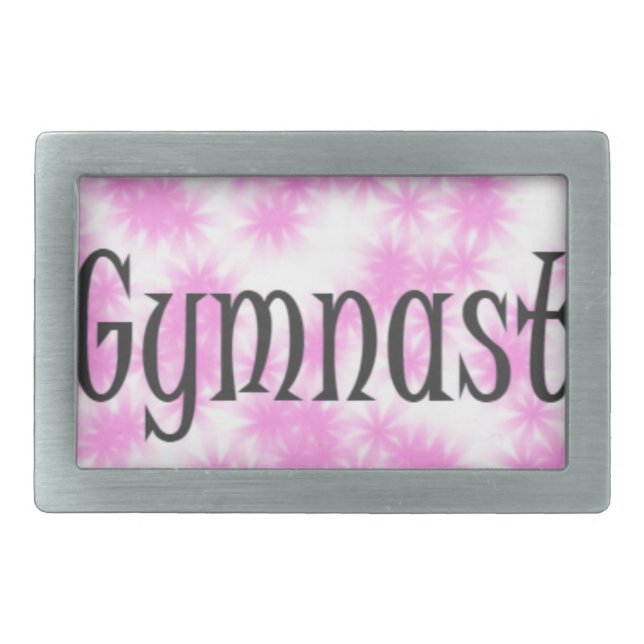 Gymnast Pink and White Rectangular Belt Buckle (Front)