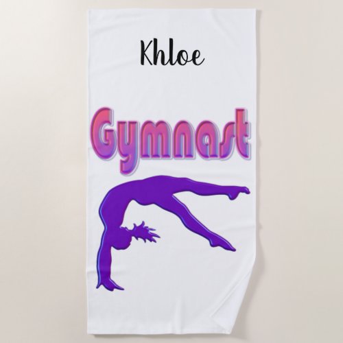 Gymnast Power Tumbling Purple Metallic Beach Towel