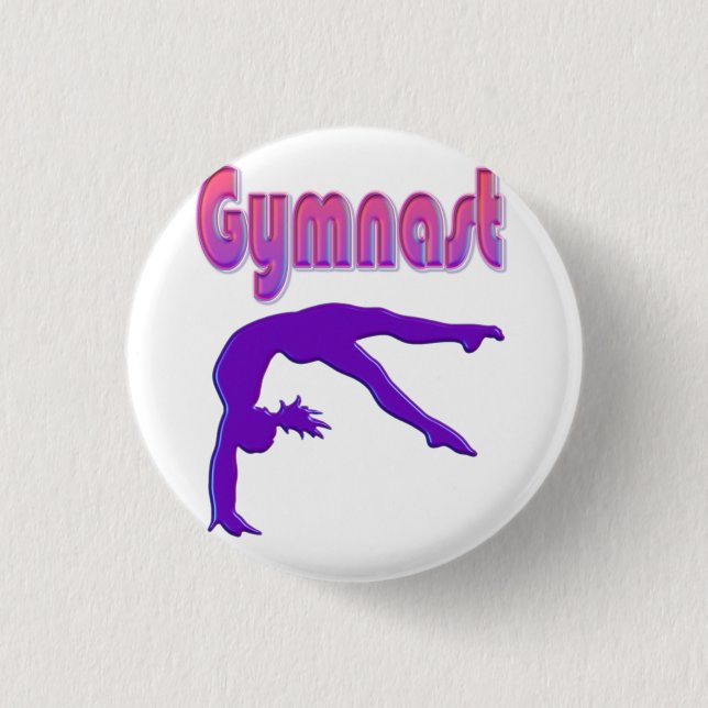 Gymnast Power Tumbling Purple Metallic Button (Front)