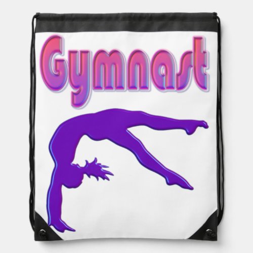 Gymnast Power Tumbling Purple Metallic Drawstring Bag