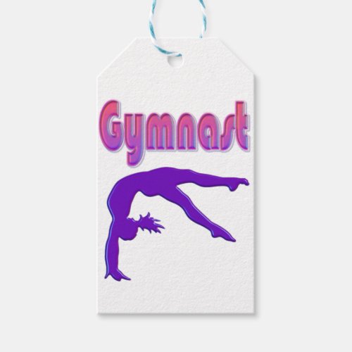 Gymnast Power Tumbling Purple Metallic Gift Tags