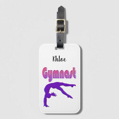 Gymnast Power Tumbling Purple Metallic Luggage Tag
