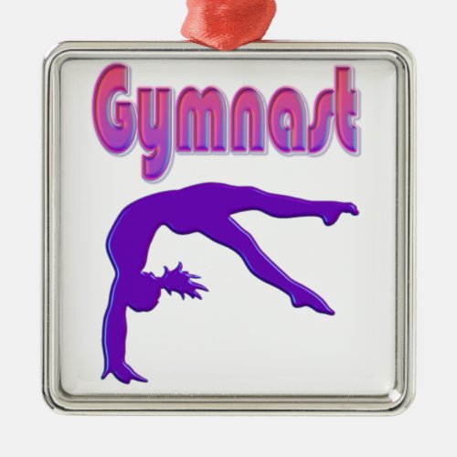 Gymnast Power Tumbling Purple Metallic Metal Ornament