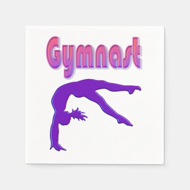 Gymnast Power Tumbling Purple Metallic Napkins (Front)
