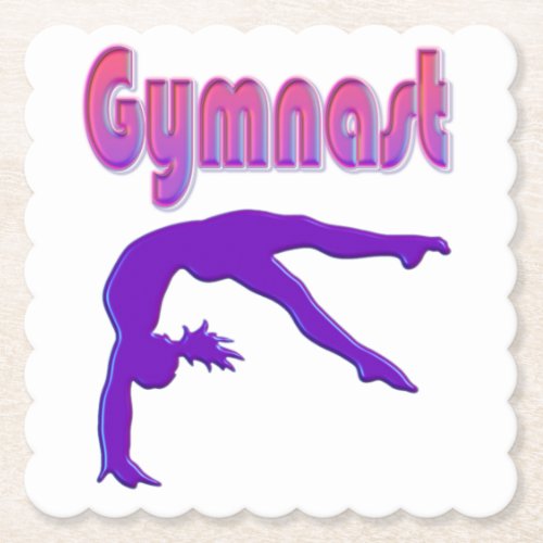 Gymnast Power Tumbling Purple Metallic Paper Coaster