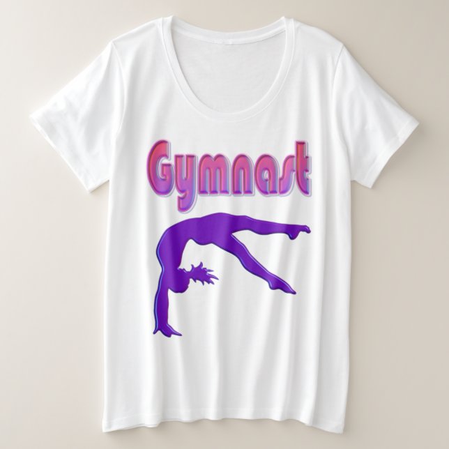 Gymnast Power Tumbling Purple Metallic Plus Size T-Shirt (Design Front)