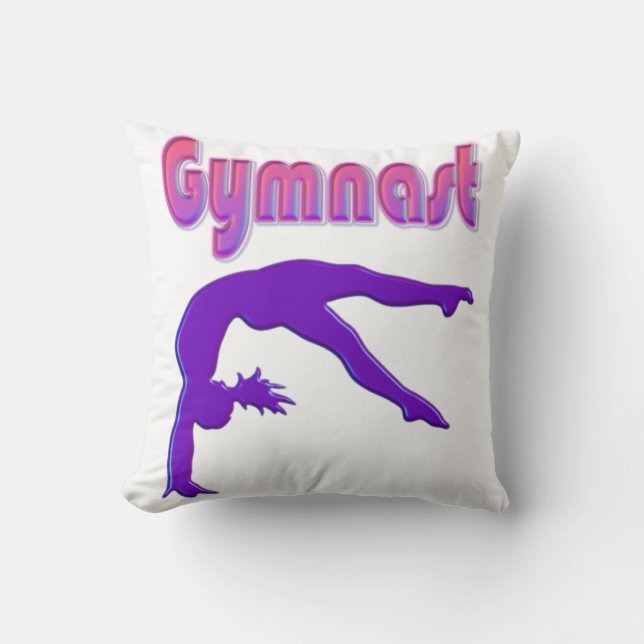 Gymnast Power Tumbling Purple Metallic Throw Pillow (Front)