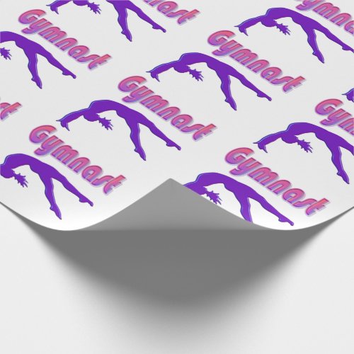Gymnast Power Tumbling Purple Metallic Wrapping Paper