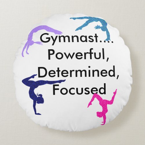 Gymnast Powerful Determined Focused Round Pillow