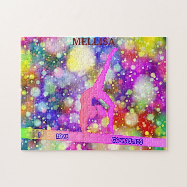 Gymnast puzzle with personalized name. (Horizontal)