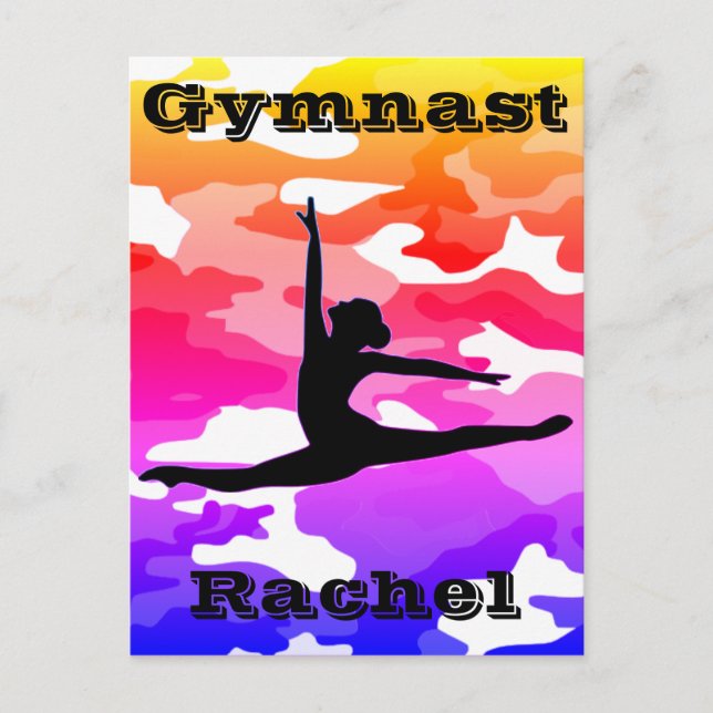 Gymnast Rainbow Camouflage Postcard (Front)