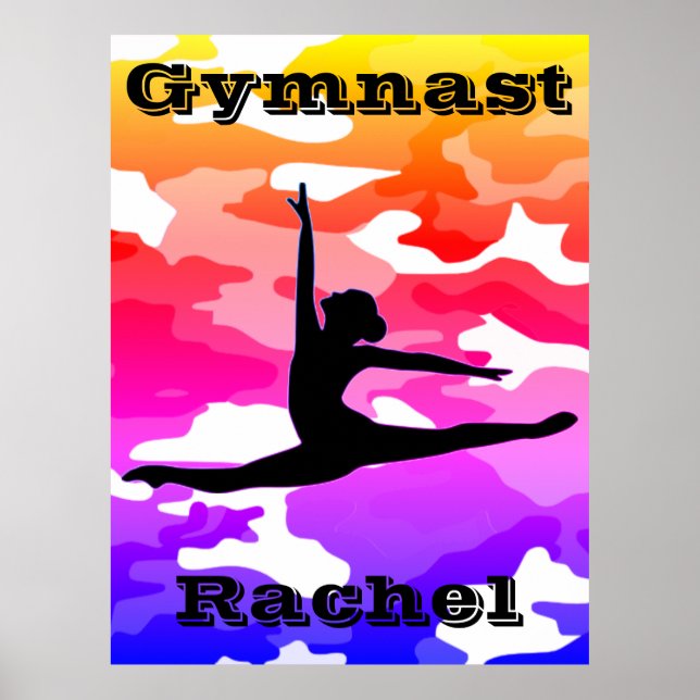 Gymnast Rainbow Camouflage Poster (Front)