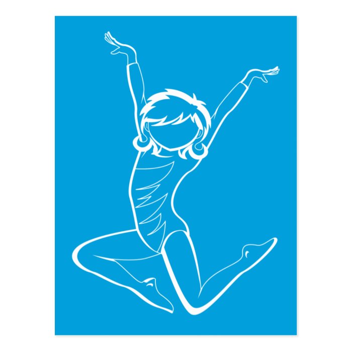 Gymnast Silhouette Blue Postcard