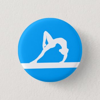 Gymnast Silhouette Button Blue by sportsdesign at Zazzle