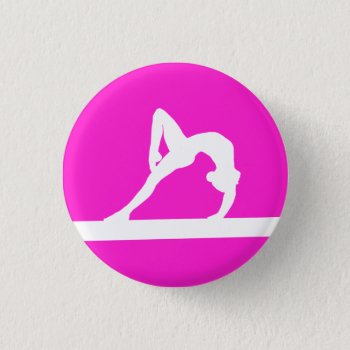 Gymnast Silhouette Button Pink by sportsdesign at Zazzle