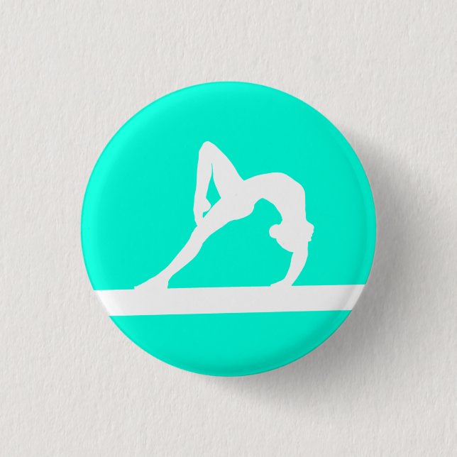 Gymnast Silhouette Button Turquoise (Front)