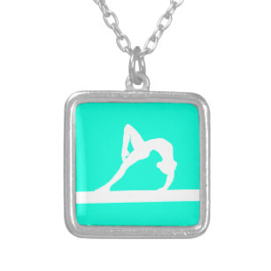 Gymnast Silhouette Necklace Turquoise