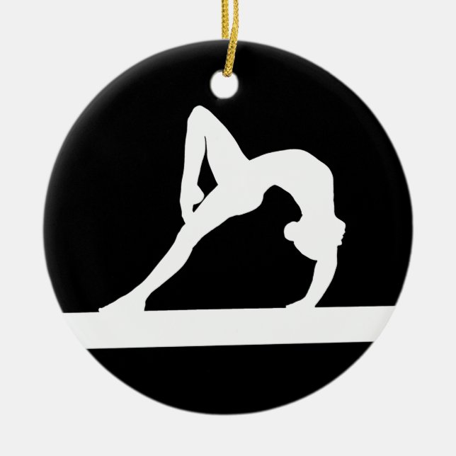 Gymnast Silhouette Ornament Black (Front)