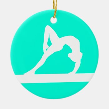 Gymnast Silhouette Ornament Turquoise by sportsdesign at Zazzle