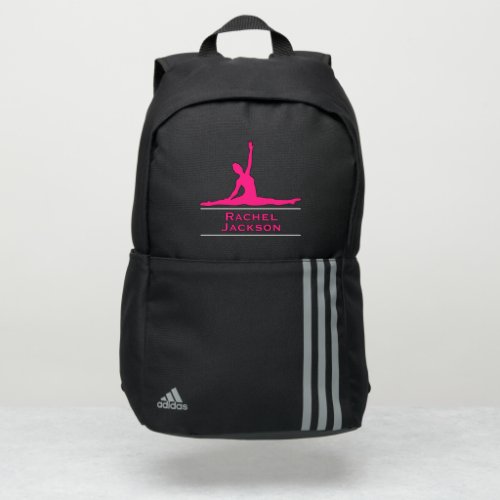 Gymnast silhouette pink with name adidas backpack