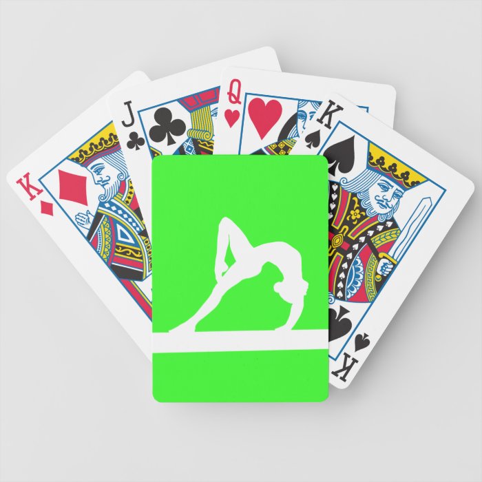 Gymnast Silhouette Playing Cards Green