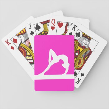 Gymnast Silhouette Playing Cards Pink by sportsdesign at Zazzle
