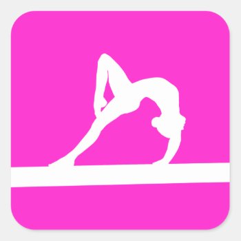 Gymnast Silhouette Sticker Pink by sportsdesign at Zazzle
