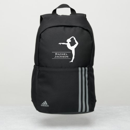 Gymnast silhouette white with name adidas backpack