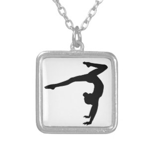 Gymnast Stag Handstand Gifts Silver Plated Necklace