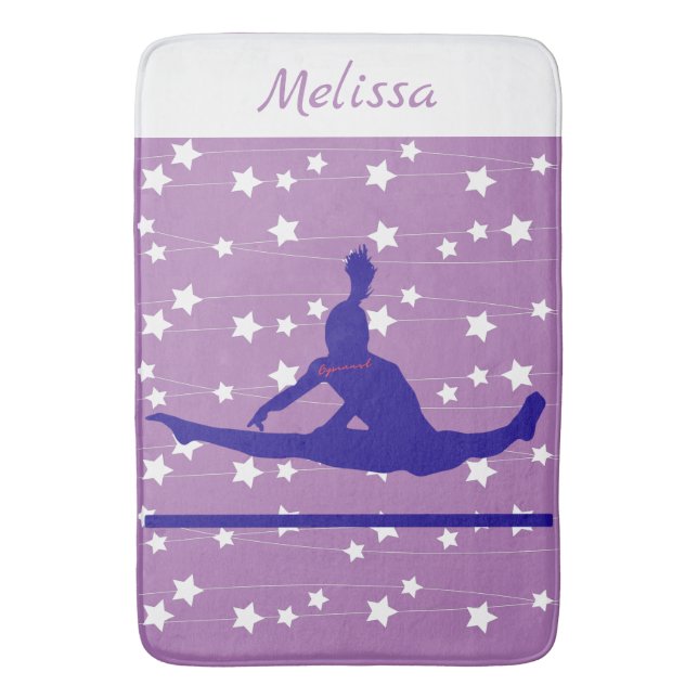 Gymnast Swirling Stars Bath Mat (Front Vertical)