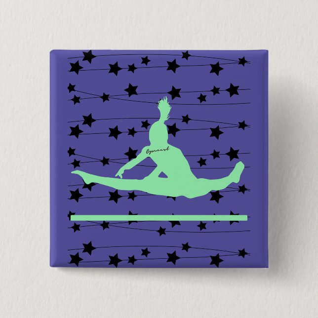 Gymnast Swirling Stars Button (Front)