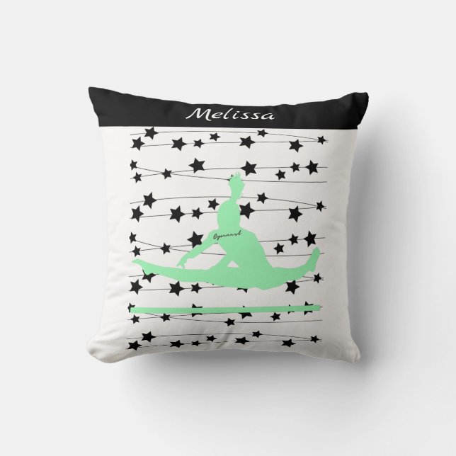 Gymnast Swirling Stars Throw Pillow (Front)