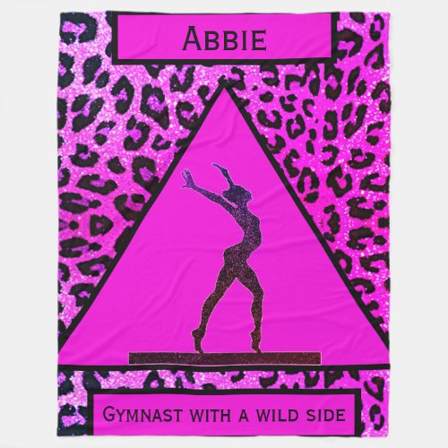 Gymnast with a Wild Side Pink Leopard Gymnastics Fleece Blanket