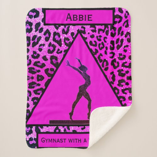 Gymnast with a Wild Side Pink Leopard Gymnastics Sherpa Blanket