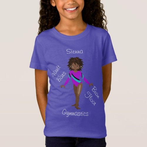 Gymnastic African American Brown Eyes Purple Leo T_Shirt