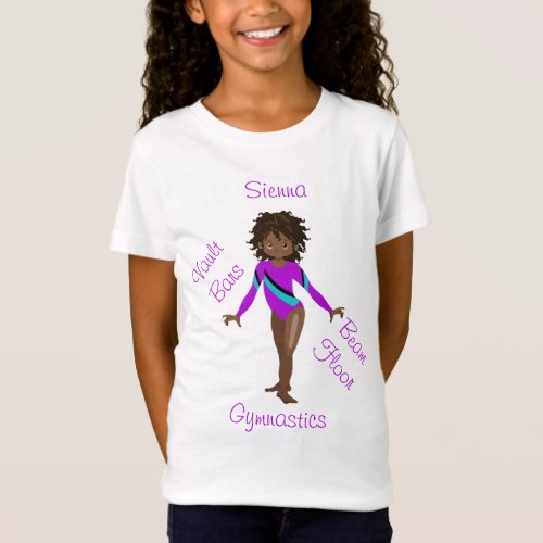 Gymnastic African American Brown Eyes Purple Leo T_Shirt