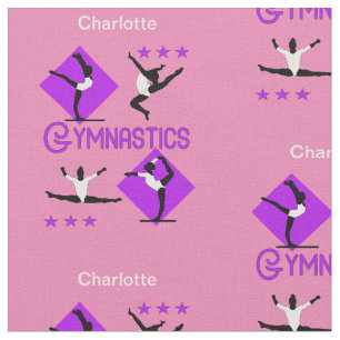 Gymnastic Athletes Purple Pink Personalized Fabric