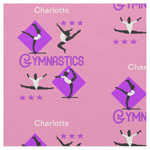 Gymnastic Athletes Purple Pink Personalized Fabric