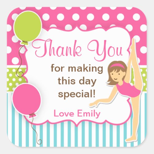 Gymnastic Birthday Favor Tag