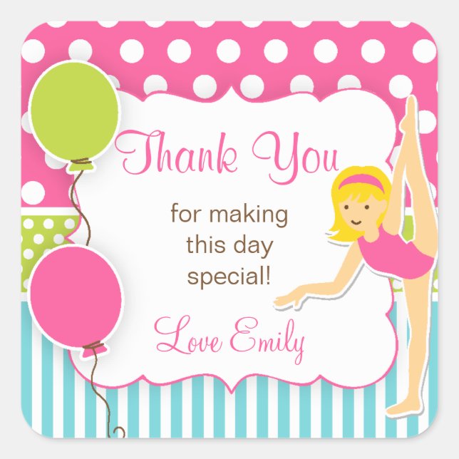 Gymnastic Birthday Favor Tag (Front)