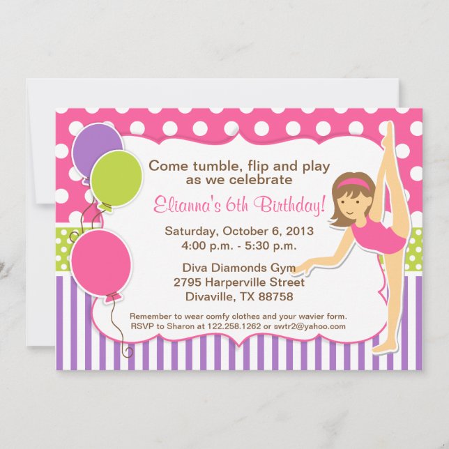 Gymnastic Birthday Invitation (Front)