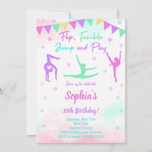 Gymnastic Birthday Invitation | Zazzle