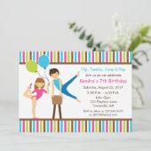 Gymnastic Birthday Invitation Girl and Boy (Standing Front)