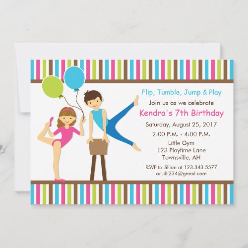 Gymnastic Birthday Invitation Girl and Boy