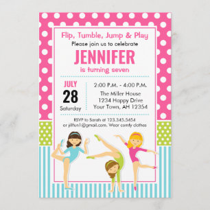 Gymnastic Birthday Invitation girls party
