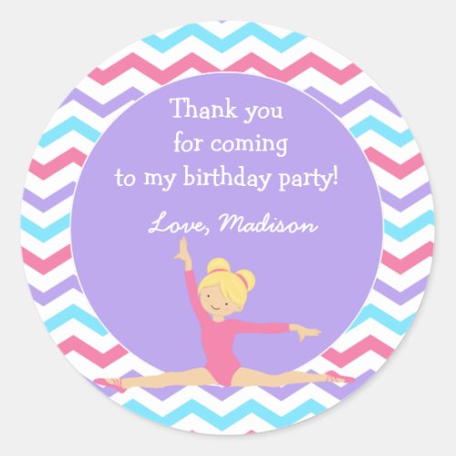 Gymnastic Birthday Party Favor Stickers