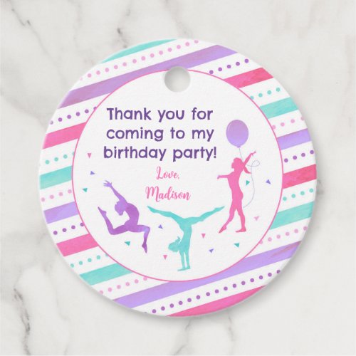 Gymnastic  Birthday Thank You Gift Favor Tags