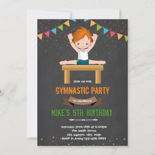 Gymnastic boy invitation