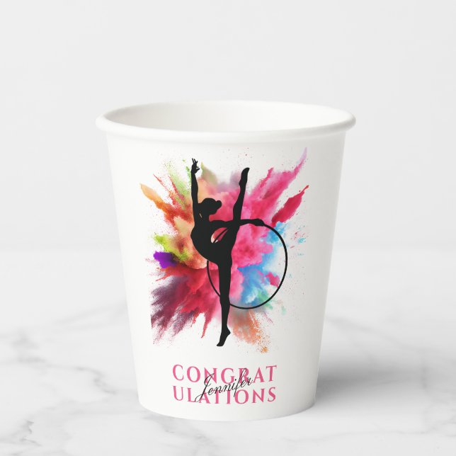 Gymnastic Colorful Powder Explosion Congratulation Paper Cups (Front)